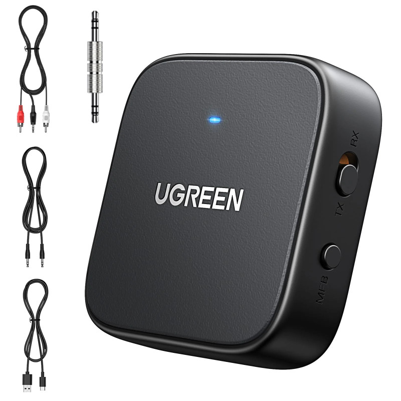 UGREEN Bežični Audio transmiter i receiver, BT 5.2, crni - Slika 2