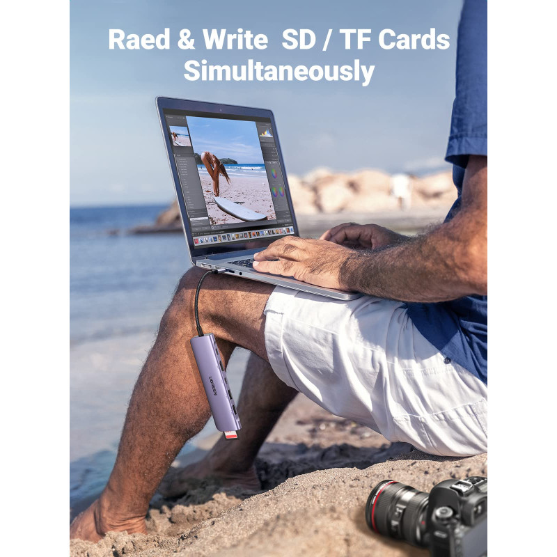 UGREEN 7-portni USB-C HUB 2xUSB-A, 1xUSB-C PD 100W, 1xUSB-C, 1xHDMI 4K, 1xSD, 1xTF, sivi - Slika 6