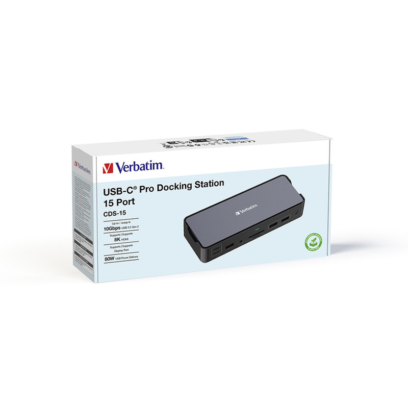 Verbatim CDS-15 portni USB-C Pro Docking Station 2 x HDMI | DP | RJ45 | USB-A 3.1 | 2 x USB-A 3.0 | USB-A 2.0 | 2 x USB-C® 3.1 | SD | microSD | Audio | USB-C PD | USB-C Host - Slika 7