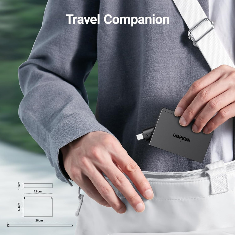 UGREEN 4-portni USB-C/A HUB 2xUSB-A, 1xSD, 1xTF, sivi - Slika 9