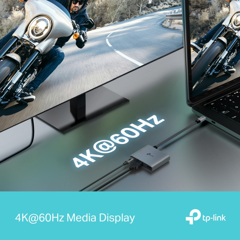 TP-Link 3-portni USB-C HUB 1xUSB-A, 1xUSB-C PD, 1x HDMI 4K 60Hz, crni - Slika 5