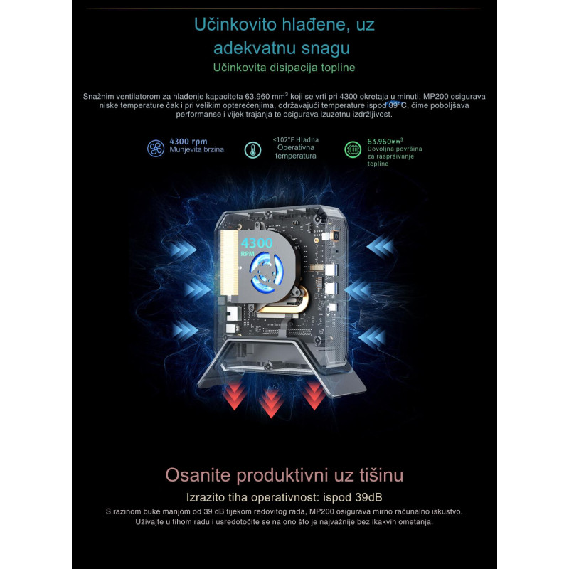 BLACKVIEW MP200 Mini PC, Intel I5-12450H, 16GB DDR4, 512GB SSD, Intel UHD, Wi-Fi 6, bluetooth 5.2, 1xDP, 1xHDMI, 2xUSB-A, 1xUSB-C, 1xLAN, Win11Pro - Slika 6