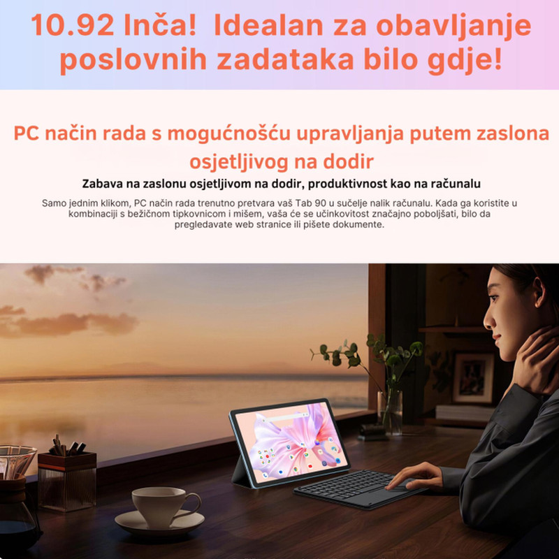 BLACKVIEW Tab 90 8/128 GB LTE, 10.92" HD (800x1280) IPS, 8MP/13MP, WiFi, Android 14 + preklopna torbica, zaštita za staklo, bez adaptera, rozi - Slika 7