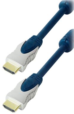 Transmedia HDMI cable metal plugs gold contacts, 7,0 m, blue