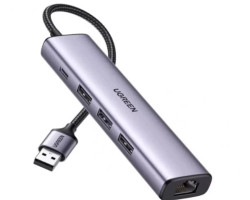 UGREEN 5-portni USB-A HUB 3xUSB-A 3.0,1×USB-C, 1×G-LAN, sivi - Slika 11