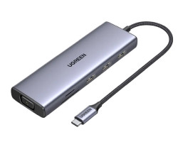 UGREEN 10-portni USB-C HUB 3×USB-A 3.0, 1xUSB- C PD, VGA, 4K, HDMI, 1xG-LAN, 1xSD, 1xTF, 3.5mm, sivi - Slika 35