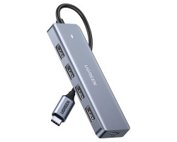 UGREEN 4-portni USB-C HUB 4xUSB-A 3.0 + USB-C power port, sivi - Slika 10