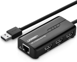 UGREEN 4-portni USB-A HUB 1xEthernet, 3xUSB-A 2.0, 100Mbps, crni - Slika 8