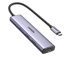 UGREEN 5-portni Revodok 105 USB-C HUB, 3xUSB-A, 1xUSB-C 100W PD, 1xHDMI 4K 30Hz, sivi - Slika 9