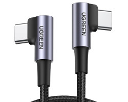 UGREEN USB-C (M) na USB-C (M), kutni 90°, 60W, 3A, PD 3.0, QC 4.0, pleteni kabel MFi, 1m - Slika 7