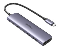 UGREEN 7-portni USB-C HUB 2xUSB-A, 1xUSB-C PD 100W, 1xUSB-C, 1xHDMI 4K, 1xSD, 1xTF, sivi - Slika 8
