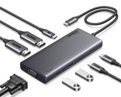 UGREEN 8-portni Revdok USB-C HUB USB-C 2xUSB-C, 2xUSB-A, 1xHDMI 4K 60, 1xHDMI 4K 30, 1xVGA, 1xUSB-C PD 100W, sivi - Slika 9