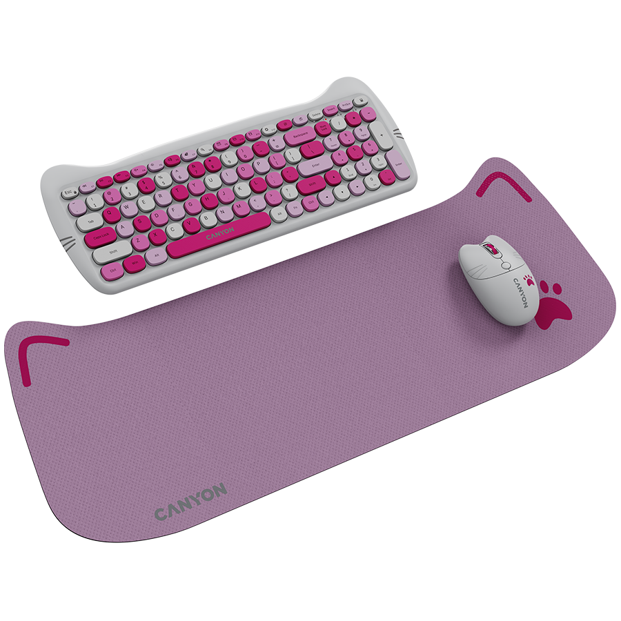 Canyon HSET-W6 EN/AD Keyboard+Mouse Kitty Edition AAA+АА Wireless Pink, CNS-HSETW6PK-AD - Slika 2