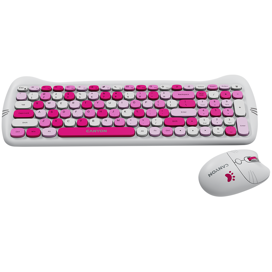 Canyon HSET-W6 EN/AD Keyboard+Mouse Kitty Edition AAA+АА Wireless Pink, CNS-HSETW6PK-AD - Slika 3
