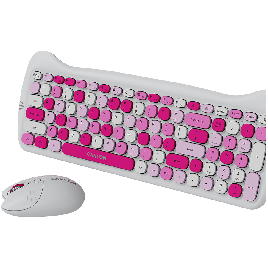 Canyon HSET-W6 EN/AD Keyboard+Mouse Kitty Edition AAA+АА Wireless Pink, CNS-HSETW6PK-AD - Slika 5