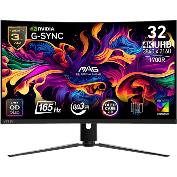 Monitor MSI MAG 321CUP QD-OLED 31.5″ / UHD / 165Hz / 0,03ms MPRT / black – adjustable stand – PD 15W