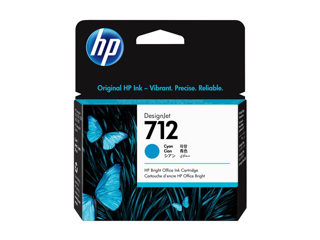 HP 712 29-ml Cyan DesignJet Ink, 3ED67A