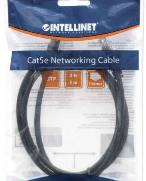 Intellinet Cat5e, CCA, U/UTP, PVC, RJ45, 1m, crni