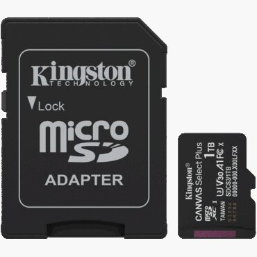 Kingston 1TB microSDXC Canvas Select Plus Gen3 150MB/s A1 Card + Adapter, SDCS3/1TB