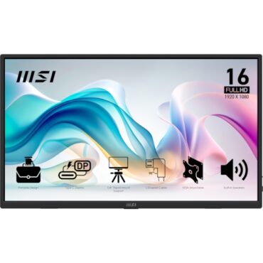 Monitor MSI PRO MP165 E6 / 15.6" / FHD / IPS / 60Hz / 4ms (GtG) / portable / black - PD 15W