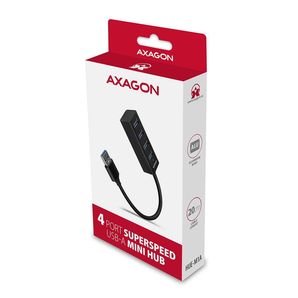 Axagon USB HUB Mini HUE-M1A 4x USB3.2, USB-A cable, 20cm - Slika 3