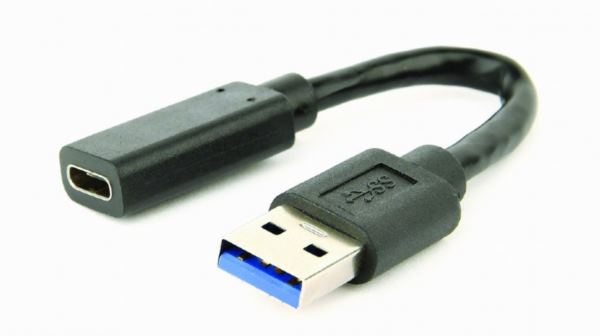 Gembird USB 3.1 AM to Type-C female adapter cable, 10 cm, black