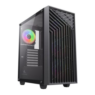 NaviaTec X3 3613BK Gaming case with 4x ARGB Fans, Real Glass Side