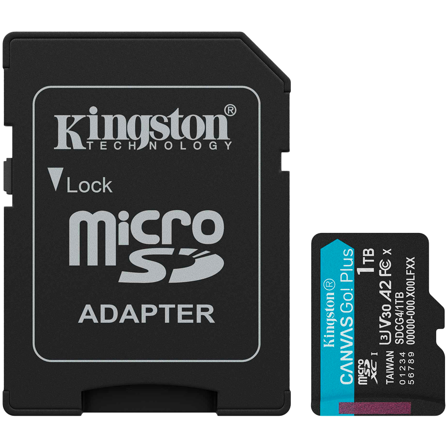 Kingston 1TB microSDXC Canvas Go Plus Gen4 200MB/s A2 U3 V30 Card + Adapter, SDCG4/1TB