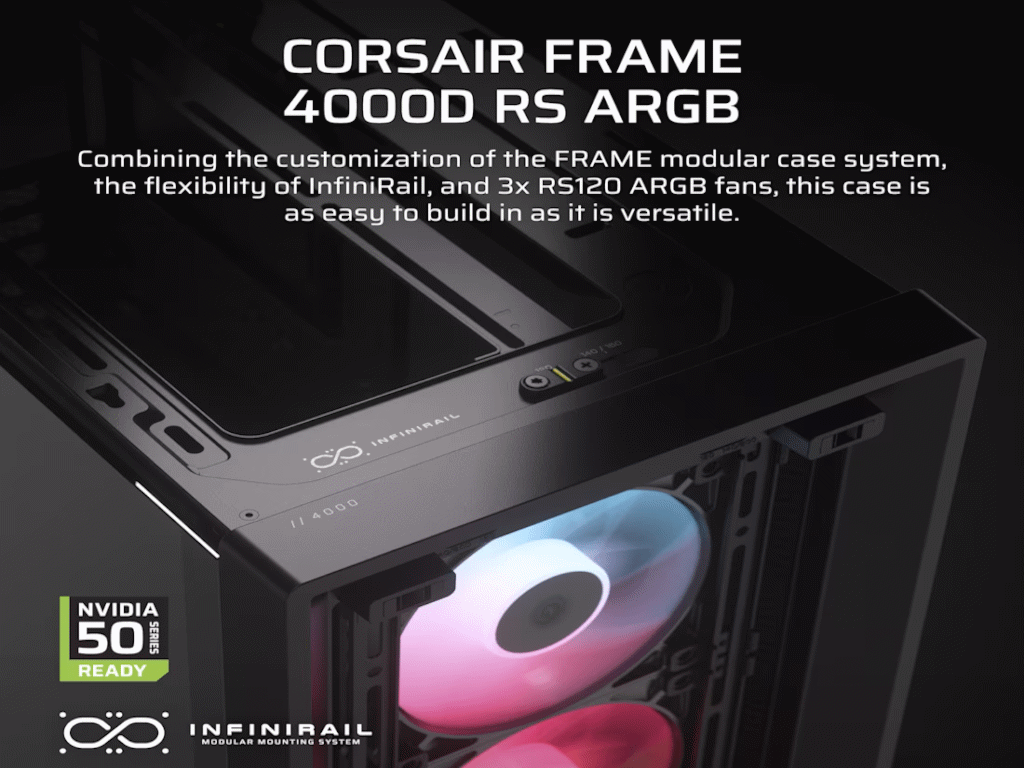 Kućište Corsair Frame 4000D ARGB, BlackMid-Tower, 3x RS120 ARGB ventilatora - Slika 6