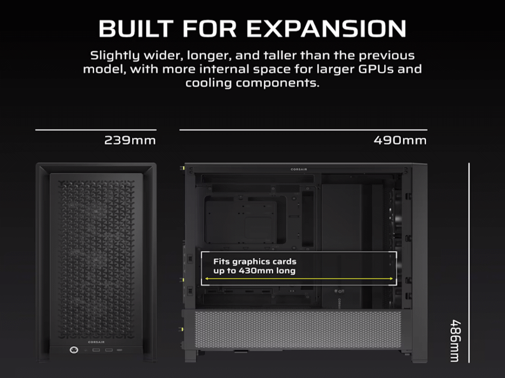 Kućište Corsair Frame 4000D RS BlackMid-Tower, 3x RS120 performance ventilatora - Slika 2