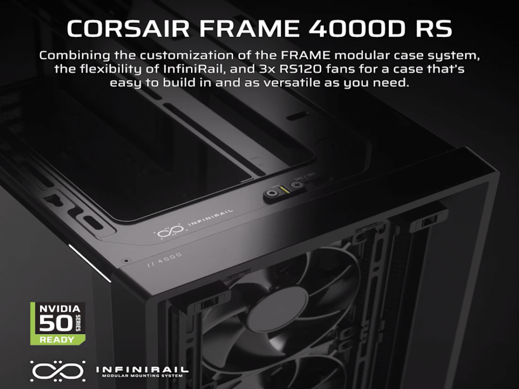 Kućište Corsair Frame 4000D RS BlackMid-Tower, 3x RS120 performance ventilatora - Slika 4