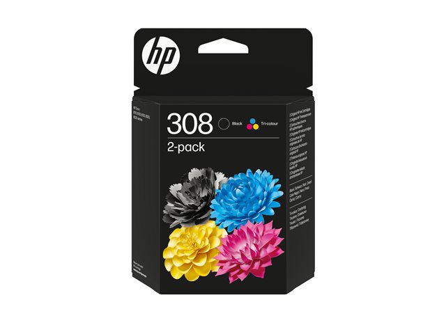 HP 308 Black/Tri-Color Ink Cart Combo 2P, 6L6S6UE