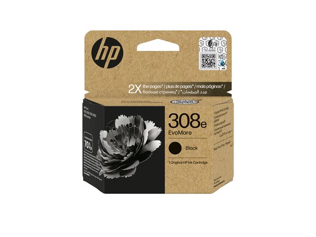HP 308e EvoMore Black Original Ink Cart, 7FP22UE#CE1