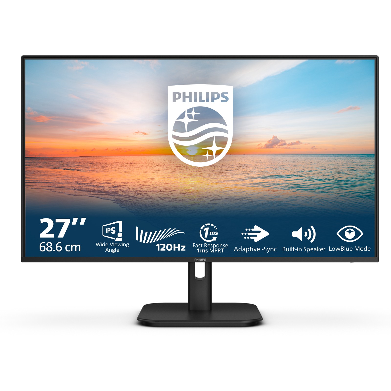 Monitor Philips 27" 27E1N1200A, VGA, HDMI, DP, 120Hz, zvuč