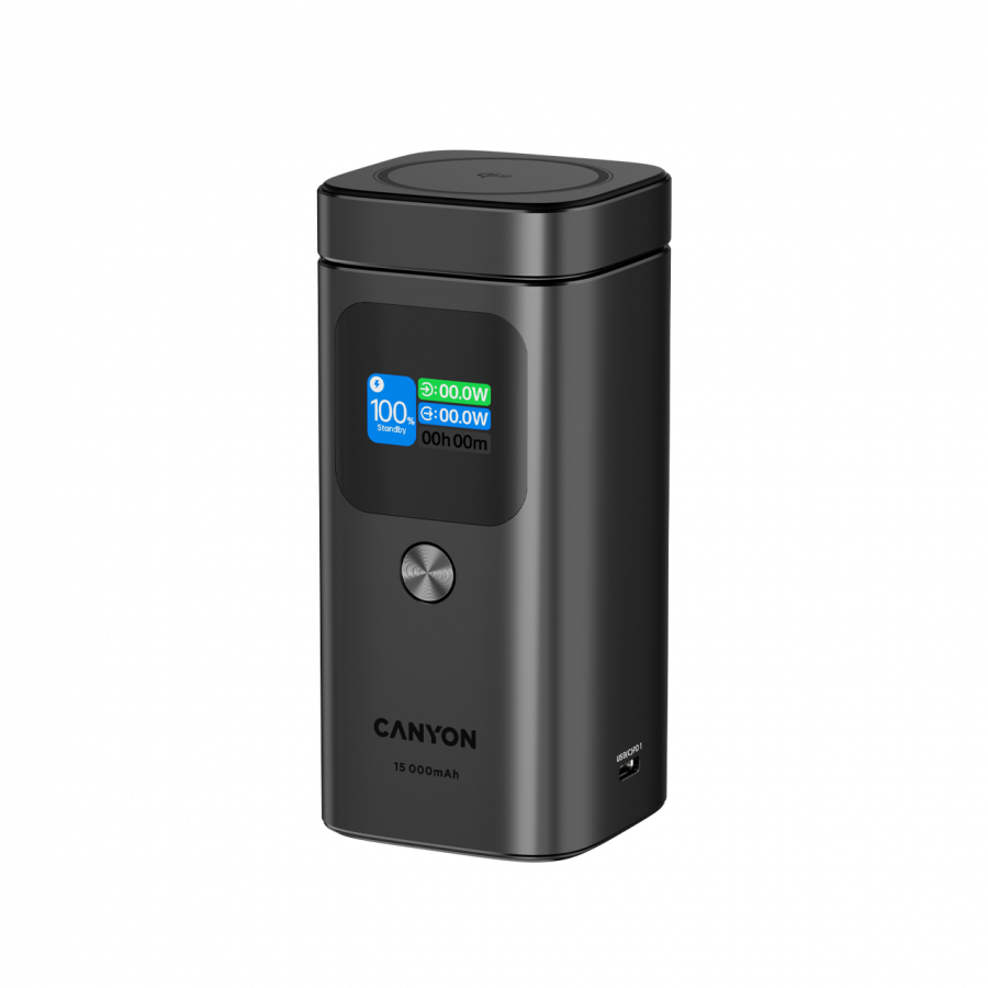 Canyon Qi2 magnetic power bank OnPower 150 15000mAh Aluminium Dark grey, CNS-CPB150DG - Slika 2