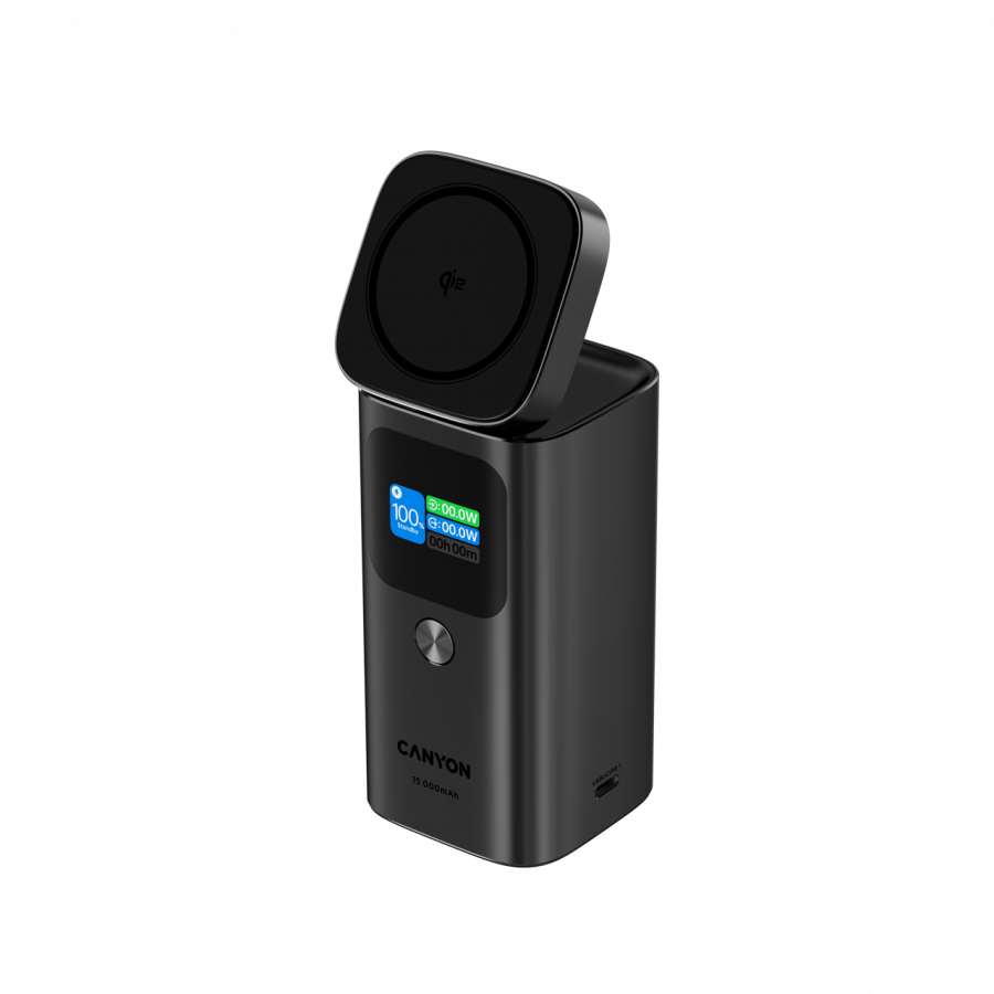 Canyon Qi2 magnetic power bank OnPower 150 15000mAh Aluminium Dark grey, CNS-CPB150DG