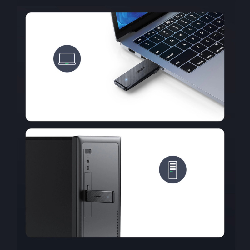 UGREEN AC1300 Bežični mrežni adapter, USB 3.0, Dual band, crni - Slika 11