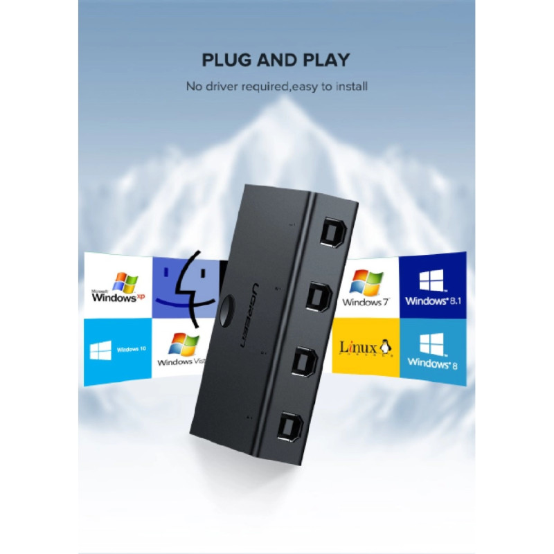 UGREEN Data Switch USB 2.0, 4 ulaza/1 izlaz, crni - Slika 31