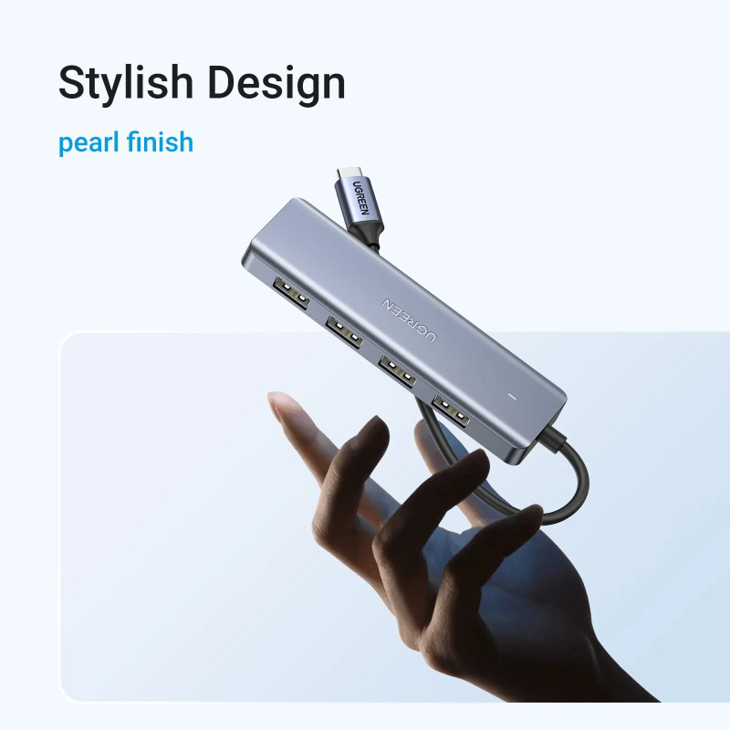 UGREEN 4-portni USB-C HUB 4xUSB-A 3.0 + USB-C power port, sivi - Slika 15