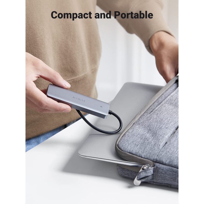 UGREEN 4-portni USB-C HUB 4xUSB-A 3.0 + USB-C power port, sivi - Slika 18