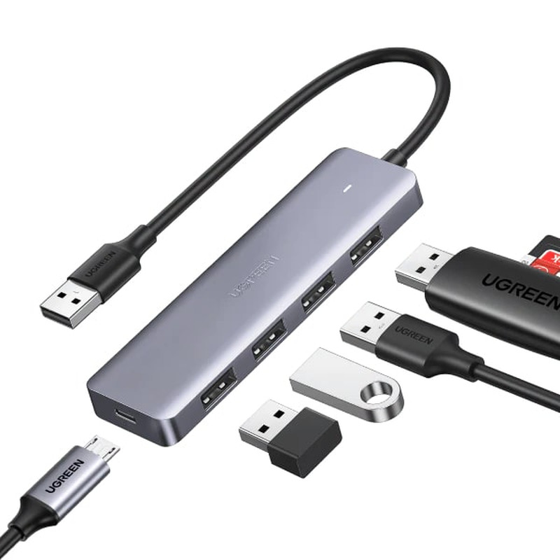 UGREEN 4-portni USB-A hub, 4xUSB-A 3.0 + USB-C, sivi - Slika 8
