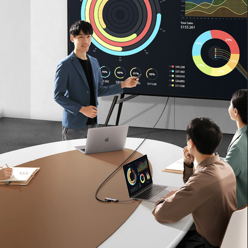 UGREEN 9-portni USB-C HUB 3xUSB-A,1xHDMI 4K 60, 1xVGA, 1xUSB-C PD 100W, 1xRJ45, 1xSD, 1xTF, sivi - Slika 15