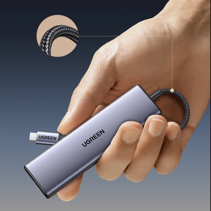 UGREEN 9-portni USB-C HUB 3xUSB-A,1xHDMI 4K 60, 1xVGA, 1xUSB-C PD 100W, 1xRJ45, 1xSD, 1xTF, sivi - Slika 22
