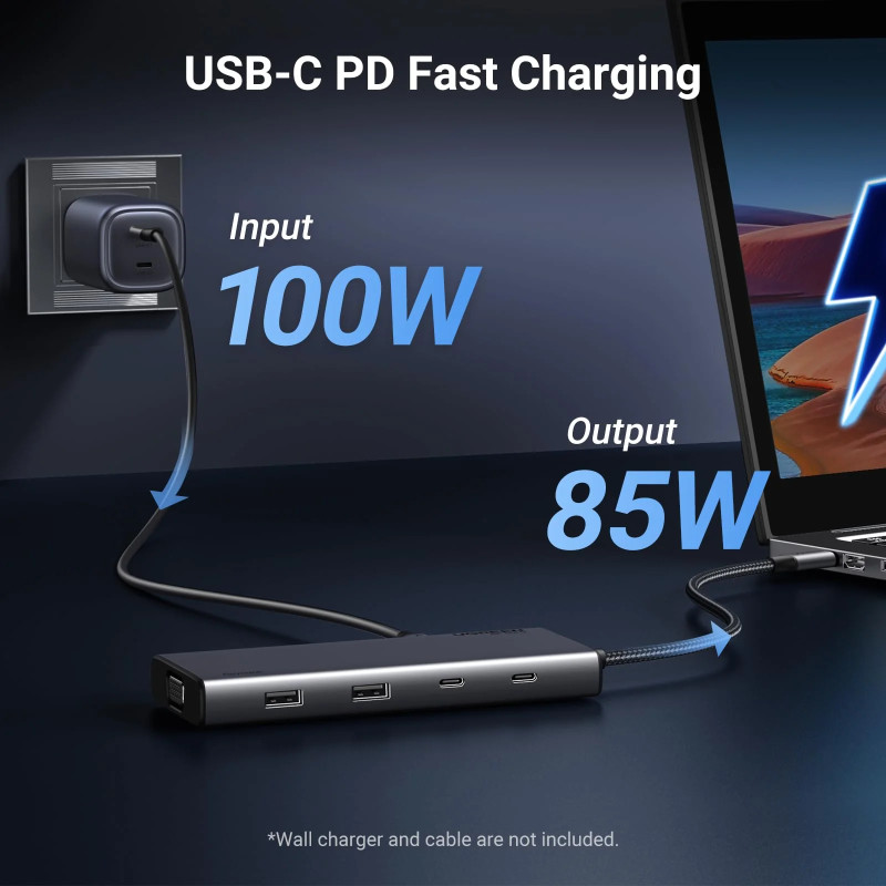 UGREEN 8-portni Revdok USB-C HUB USB-C 2xUSB-C, 2xUSB-A, 1xHDMI 4K 60, 1xHDMI 4K 30, 1xVGA, 1xUSB-C PD 100W, sivi - Slika 15