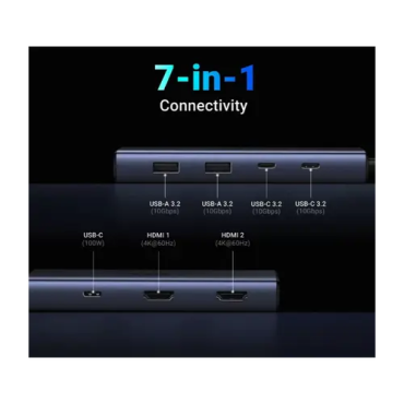 UGREEN 7-portni USB-C HUB na 2xUSB-A 3.2, 2xUSB-C 3.2, 1xUSB-C za napajanje, 2x HDMI 60 Hz, 1xHDMI, sivi