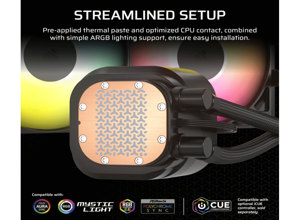 Vodeno Hlađenje Corsair Nautilus 240 ARGB240mm radiator, Liquid CPU Cooler - Slika 4