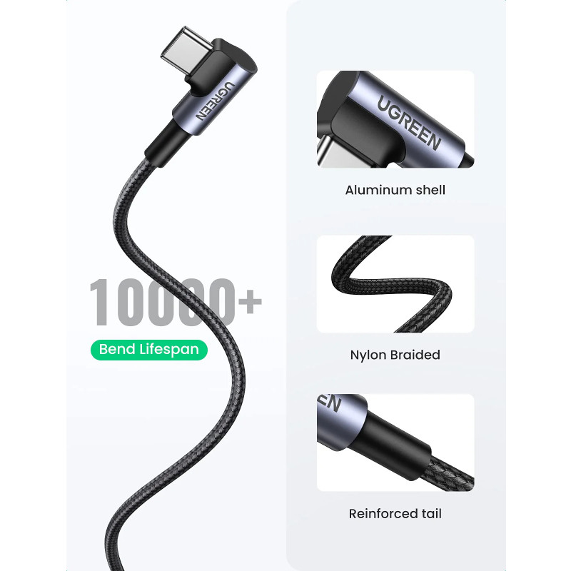 UGREEN USB-C (M) na USB-A (M), kutni 90°, 18W, 3A, pleteni kabel MFi, 1.0m - Slika 25