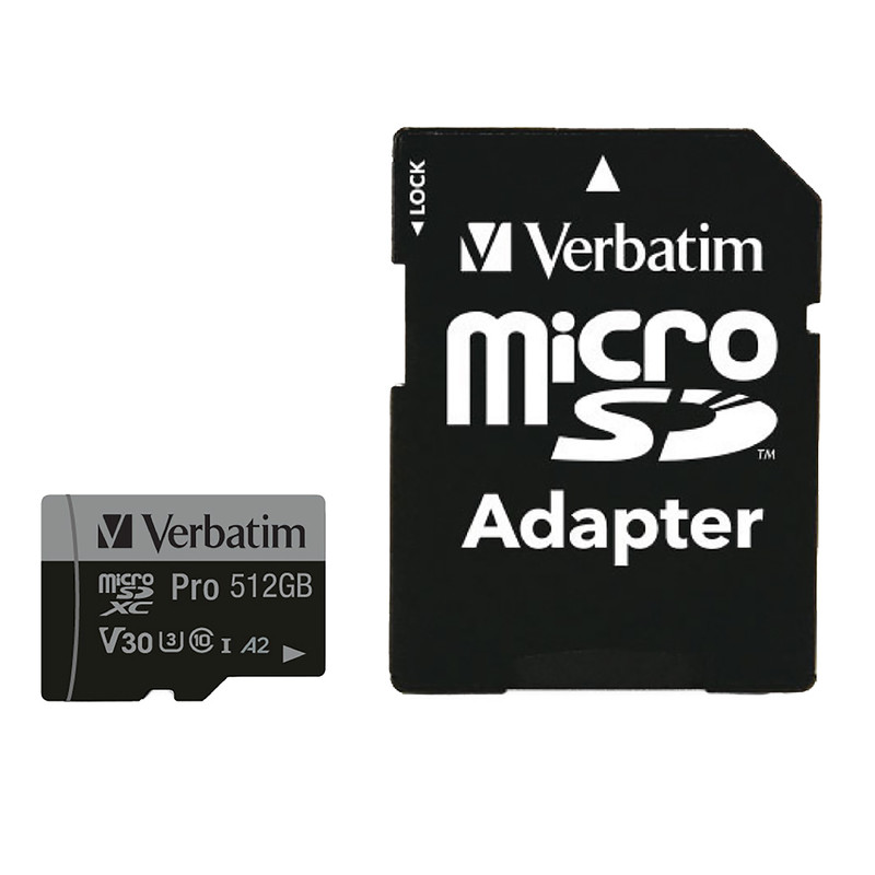 Verbatim memorijska kartica PRO Micro SDXC 512GB, U3, A2, V30, Class 10 Card + adapter - Slika 8