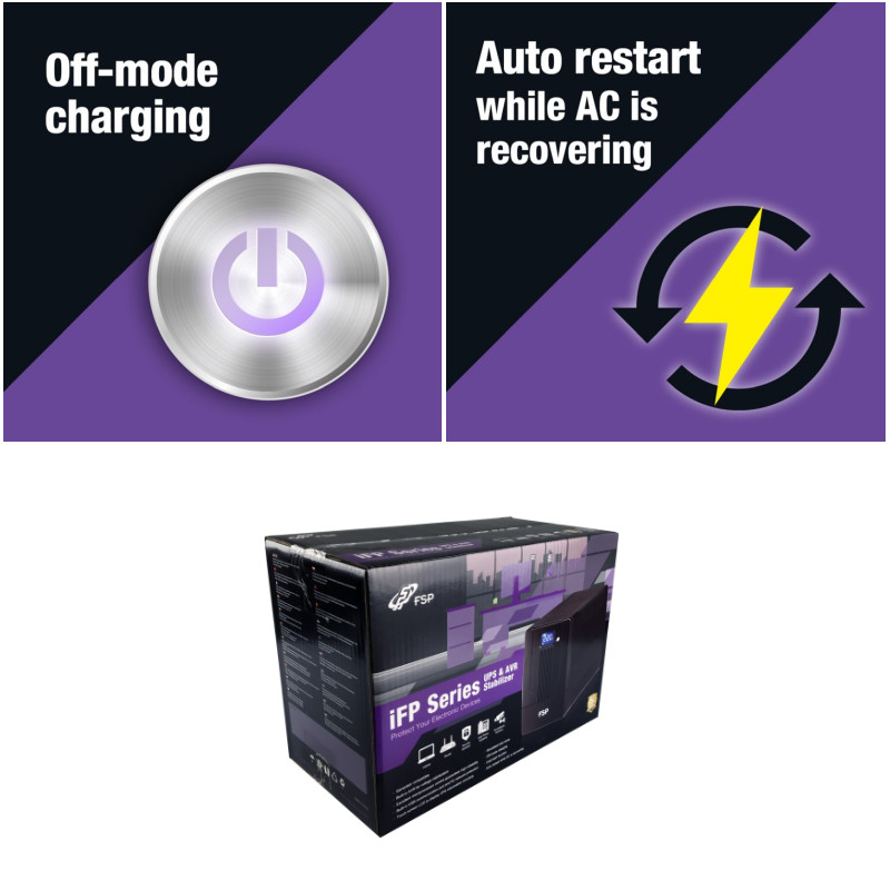 Fortron Source UPS iFP 1000VA/600W, Line-interactive, 2×Schuko, 2×IEC C13, RJ45, USB, 2×7Ah - Slika 6