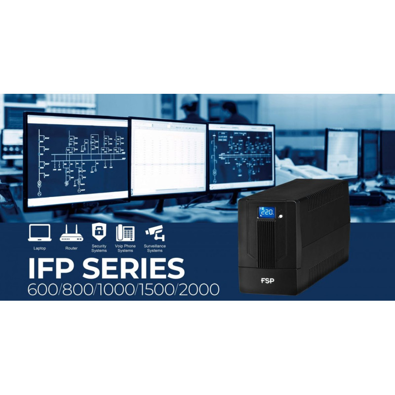 Fortron Source UPS iFP 1000VA/600W, Line-interactive, 2×Schuko, 2×IEC C13, RJ45, USB, 2×7Ah - Slika 8